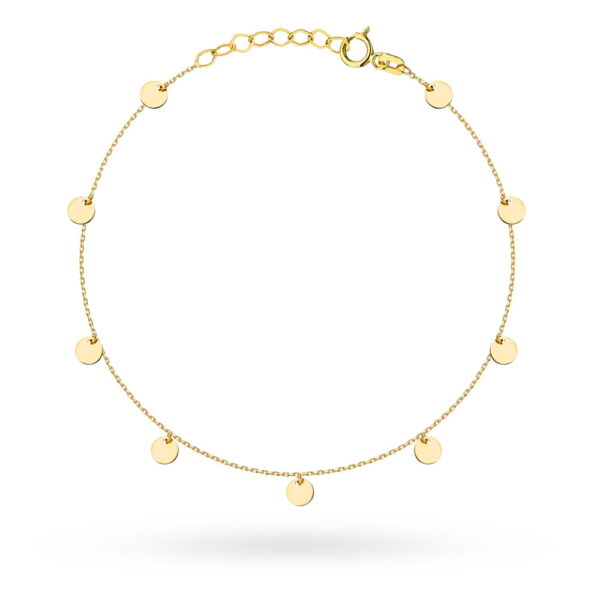 Bransoletka złota pełne kółka na nogę