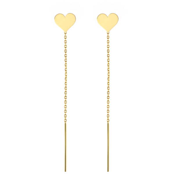 Kolczyki przewlekane złote serce