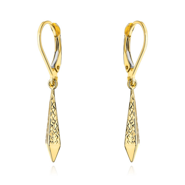 Kolczyki złote romby z diamentowaniem pr. 375