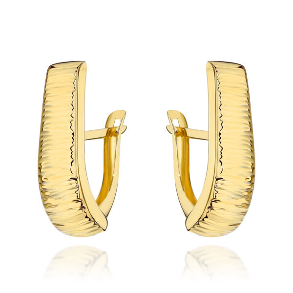 Kolczyki złote wydłużone zdobione żłobieniem w poprzek pr. 585