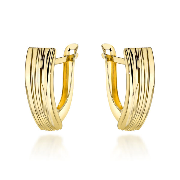 Kolczyki złote zdobione żłobieniem pr. 375