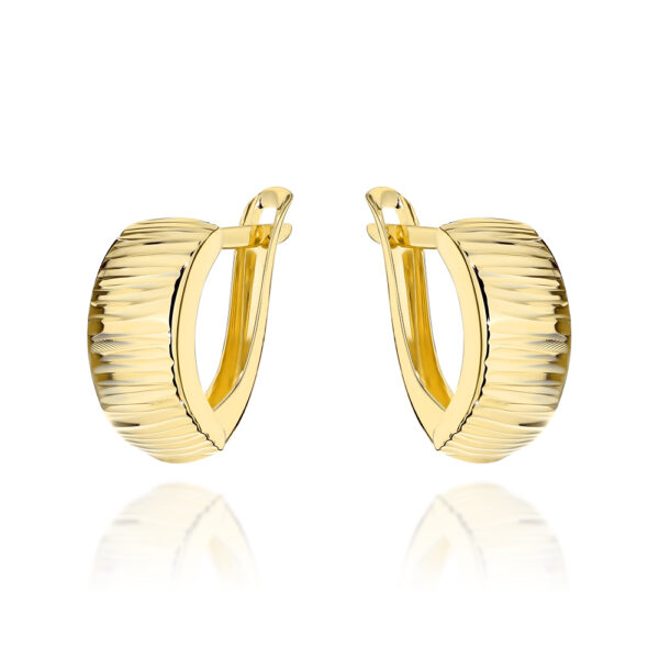 Kolczyki złote żłobione zaokrąglone pr. 585