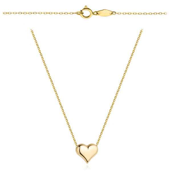 Naszyjnik złoty z gładkim wypukłym sercem pr. 375