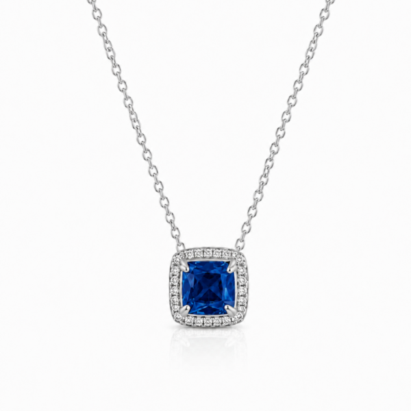 Naszyjnik srebrny niebieska cyrkonia 925 elegancki