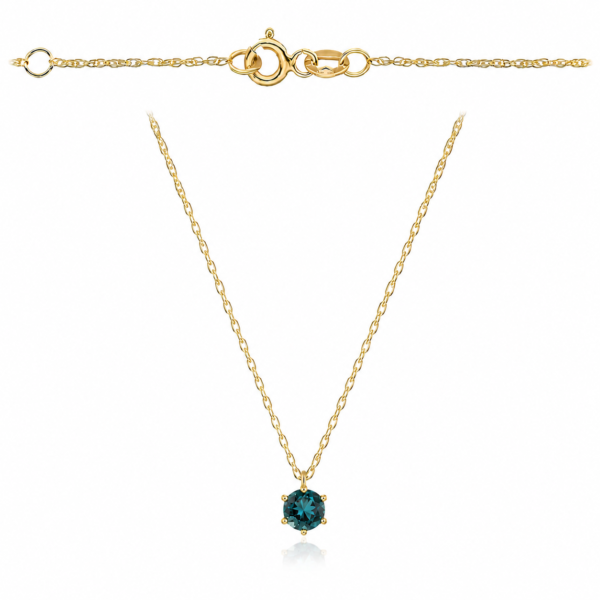 Naszyjnik złoty z kamieniem - London blue topaz