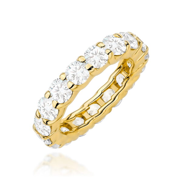 Złoty pierścionek eternity z diamentami 585