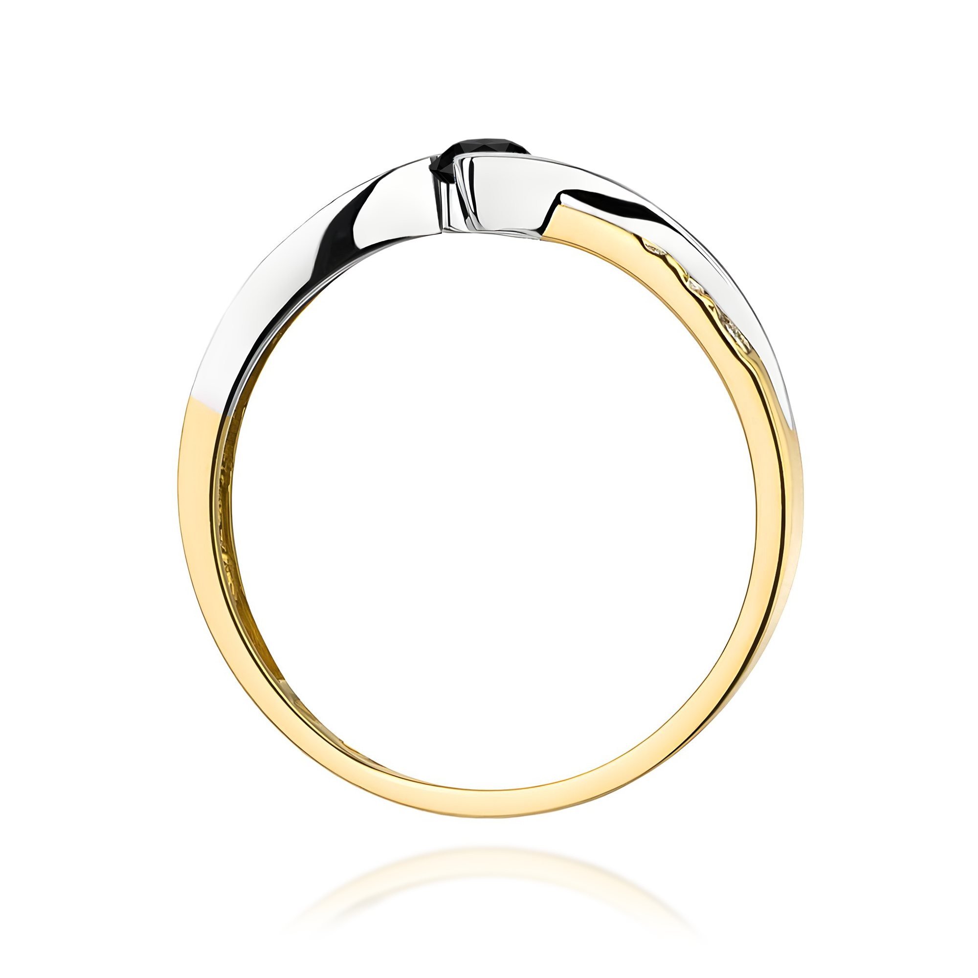 Pierścionek z czarnym diamentem 0,12ct żółte złoto - obrazek 3