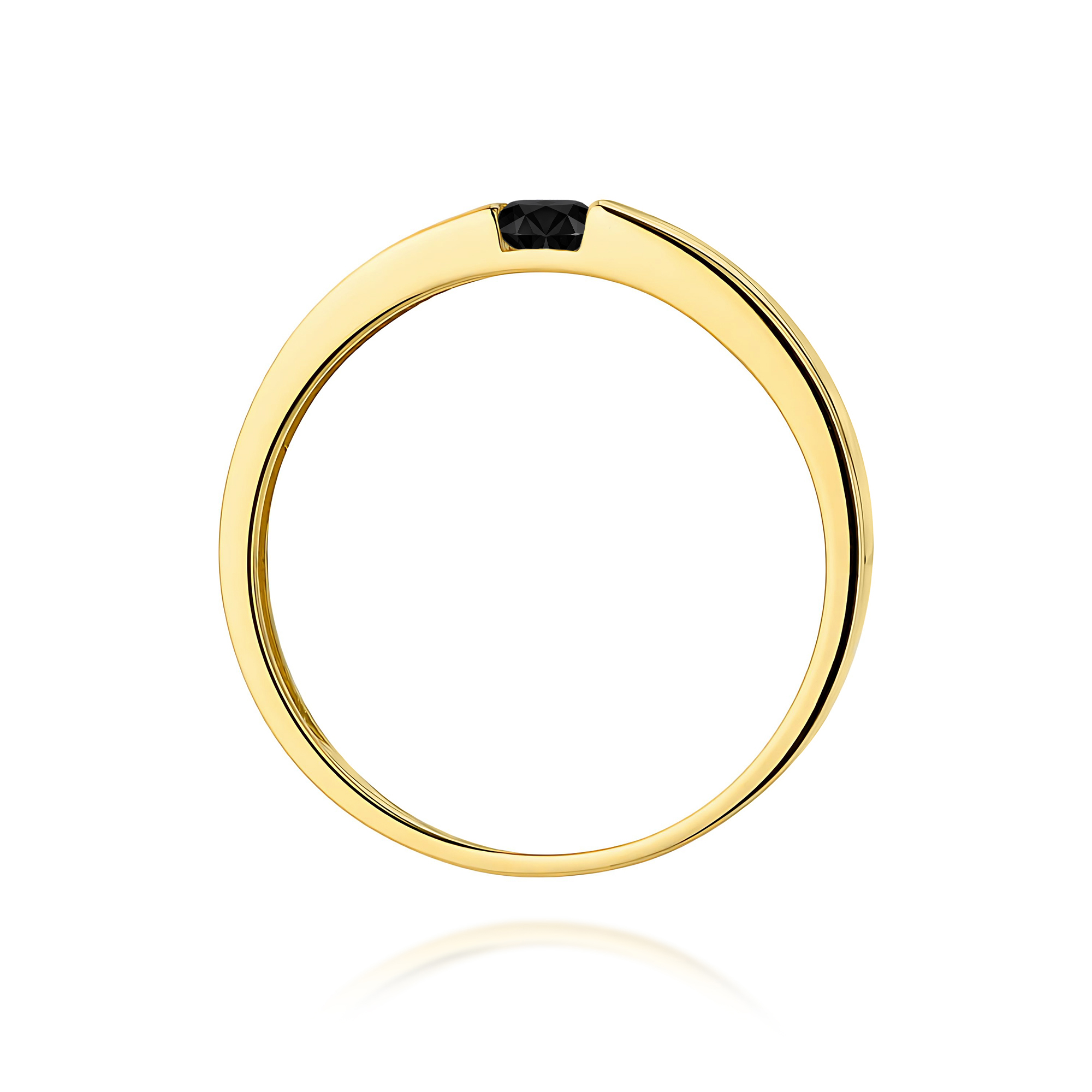 Pierścionek z czarnym diamentem 0,12ct żółte złoto - obrazek 3