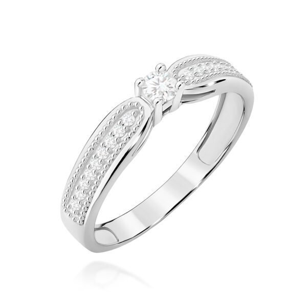Pierścionek zaręczynowy z diamentem 0,08ct z białego złota