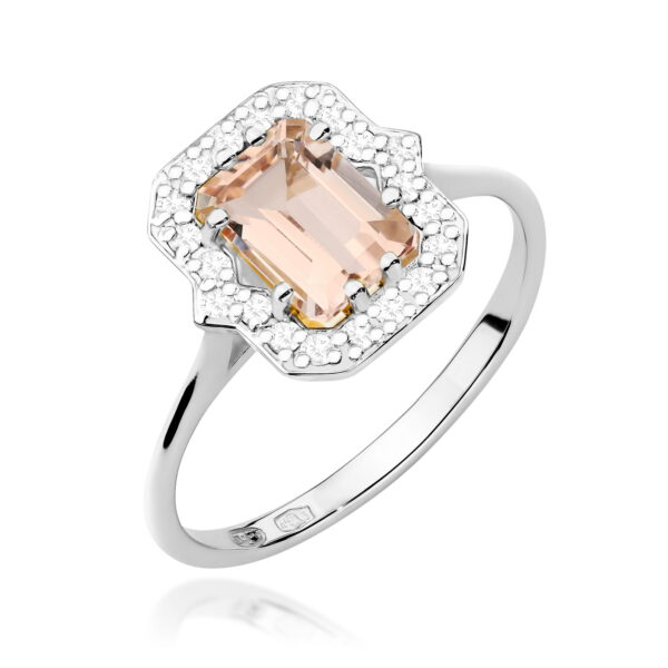Pierścionek z morganitem 1.00ct białe złoto Oktagon