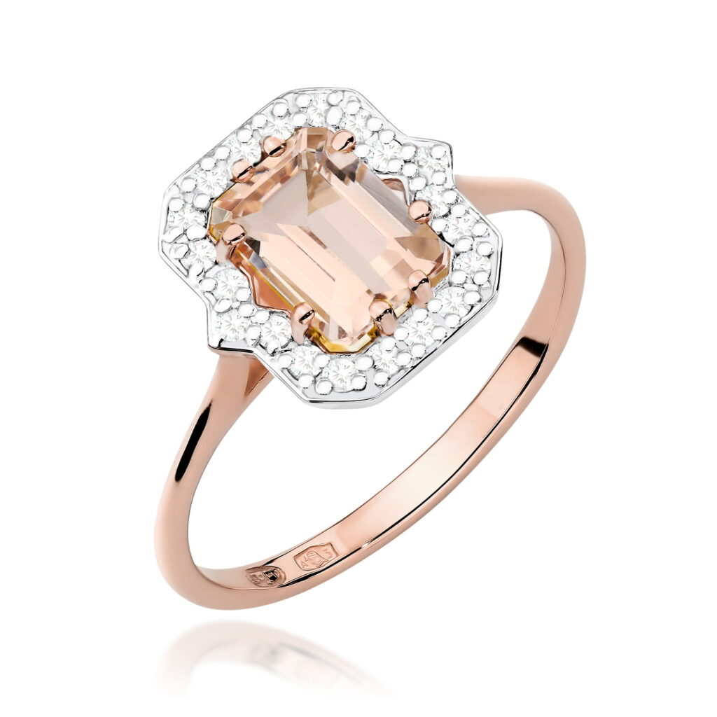 Pierścionek W0576 Morganit 1.00ct różowe złoto
