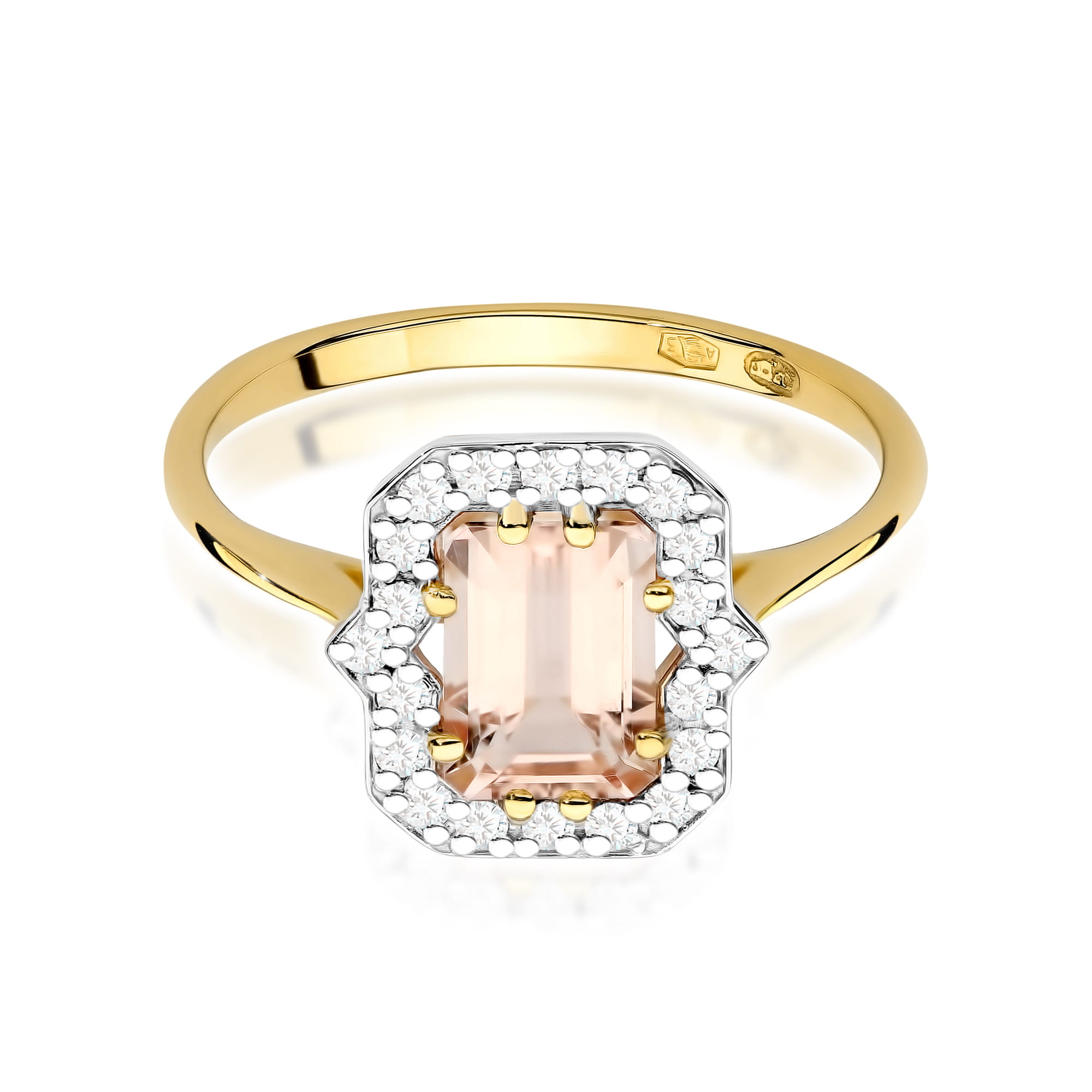 Pierścionek z morganitem 1.00ct żółte złoto - obrazek 2