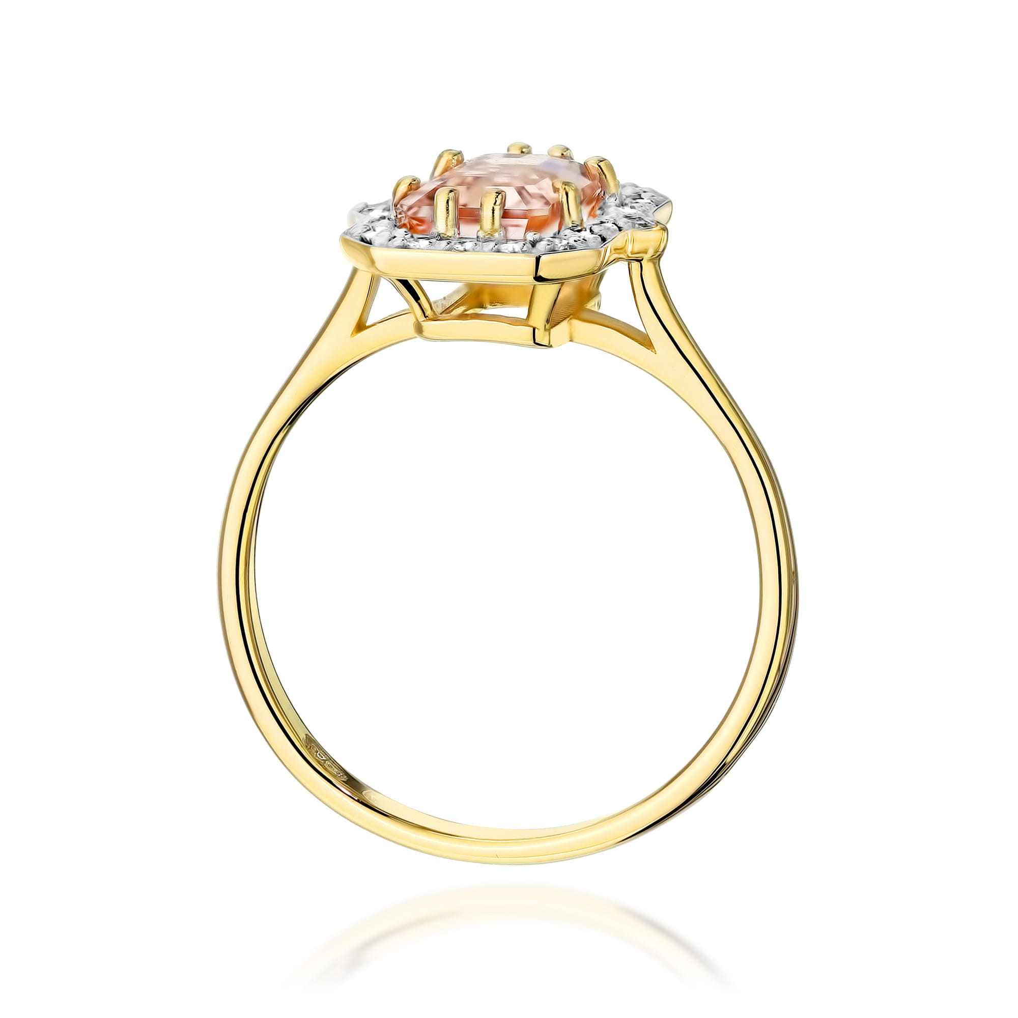 Pierścionek z morganitem 1.00ct żółte złoto - obrazek 3