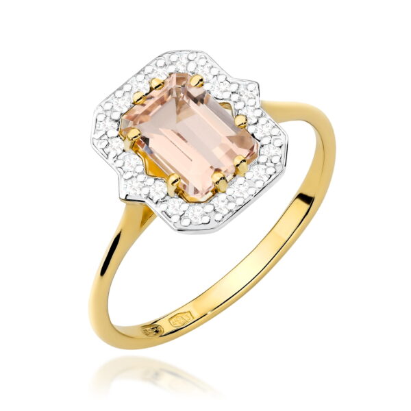 Pierścionek z morganitem 1.00ct żółte złoto