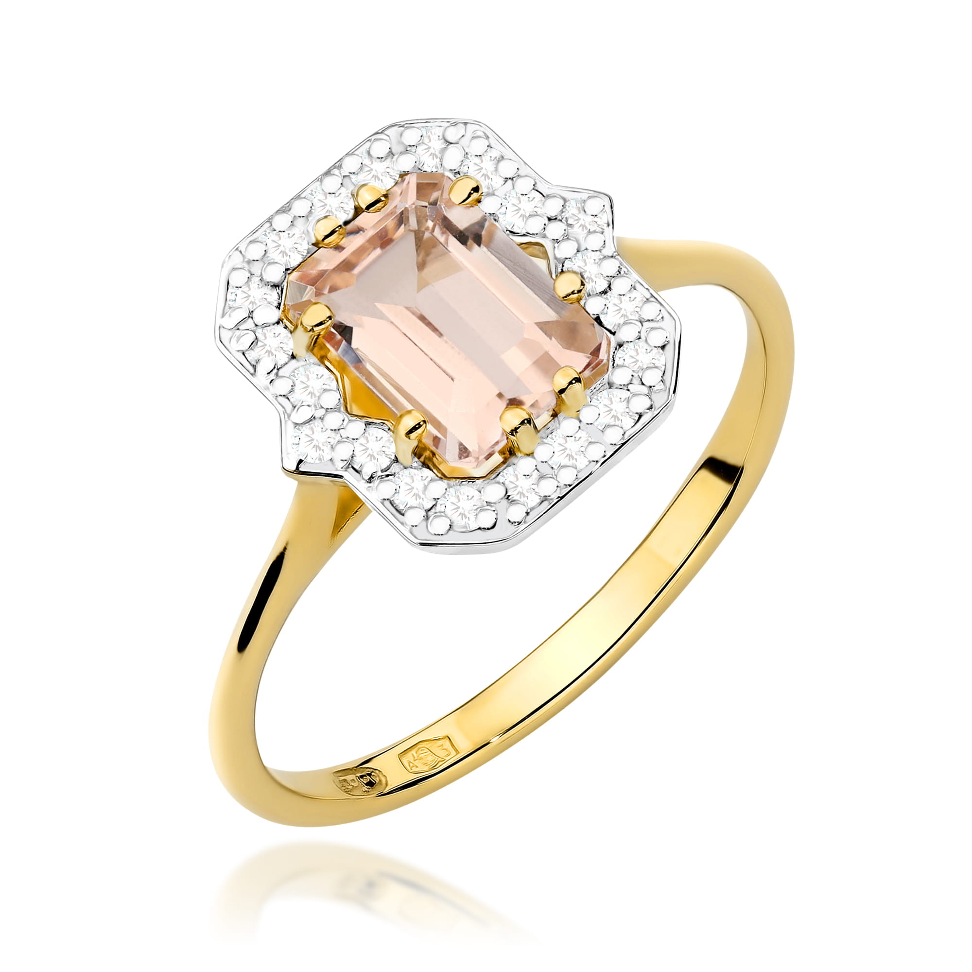 Pierścionek z morganitem 1.00ct żółte złoto