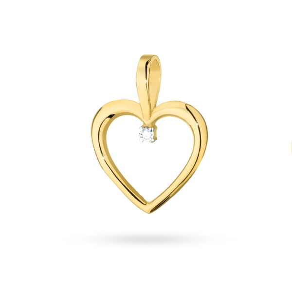 Złota zawieszka z diamentem 0,005ct serduszko