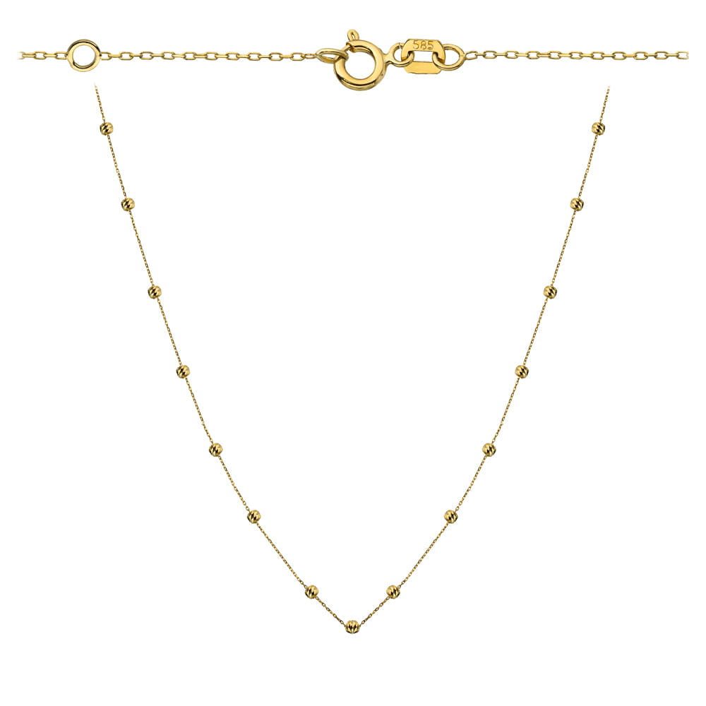 Naszyjnik złote diamentowane kulki 47+3cm