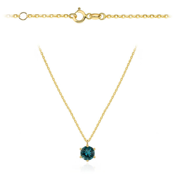 Naszyjnik złoty z kamieniem - London blue topaz
