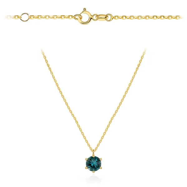 Naszyjnik złoty z kamieniem - London blue topaz