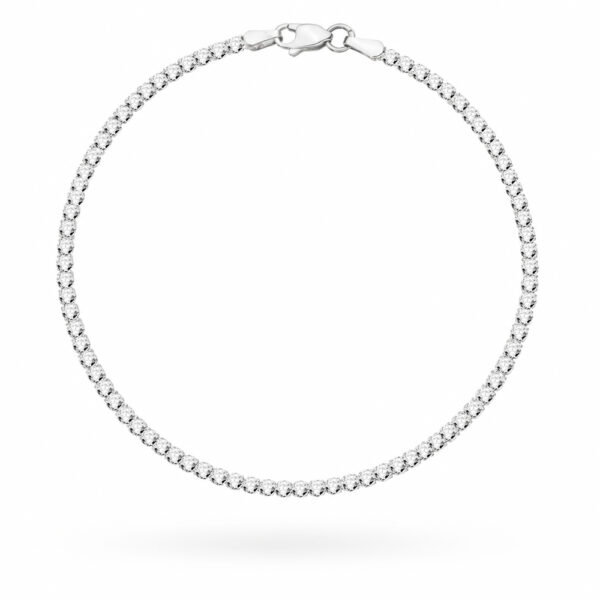 Bransoletka tenisowa w białym złocie z cyrkoniami - 2 mm