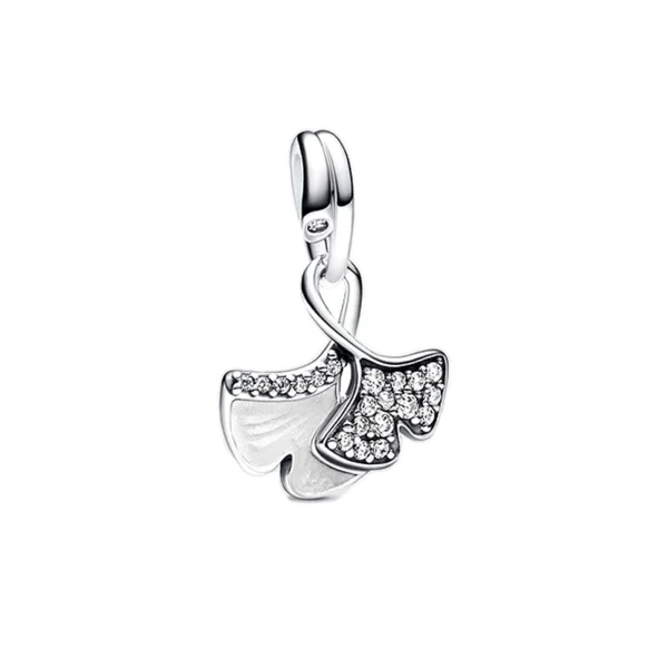 Charms srebrny Ginkgo rodowany