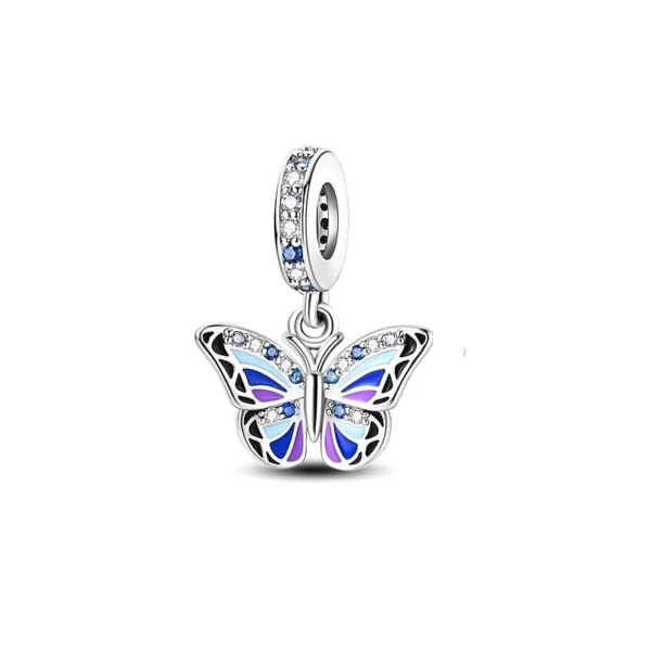 Charms srebrny Motyl z cyrkoniami