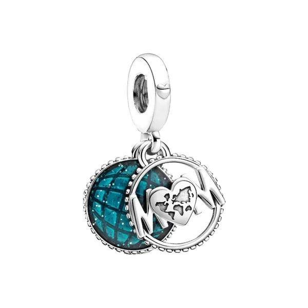 Charms srebrny rodowany mama