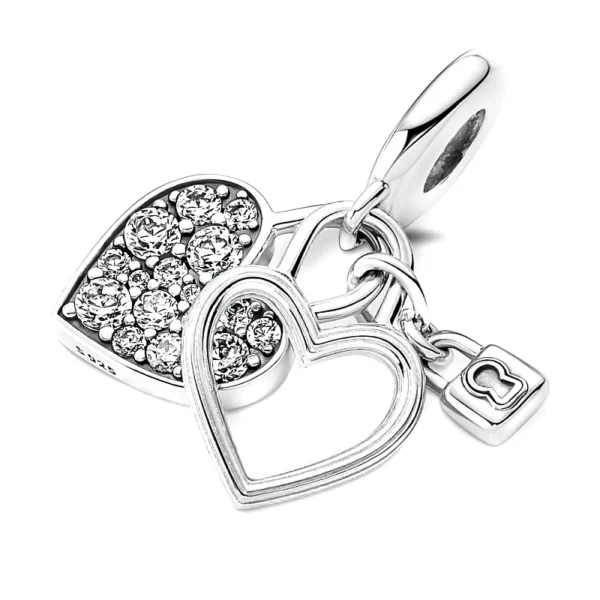 Charms srebrny rodowany serca