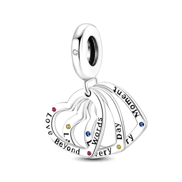 Charms srebrny rodowany serca