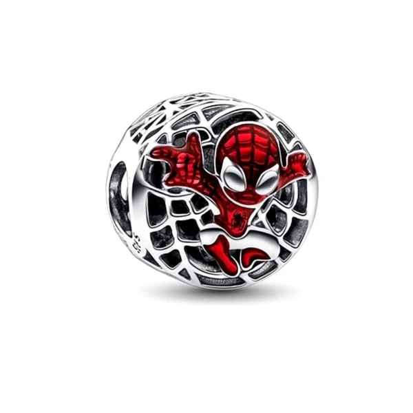 Charms srebrny rodowany spiderman