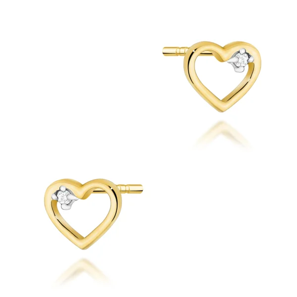 Kolczyki z diamentami 0,01 ct na sztyfcie – żółte złoto