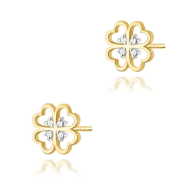 Kolczyki z diamentami 0,04 ct – żółte złoto