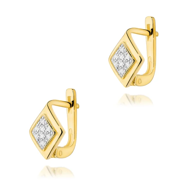Kolczyki z diamentami 0,08 ct z zapięciem angielskim – żółte złoto