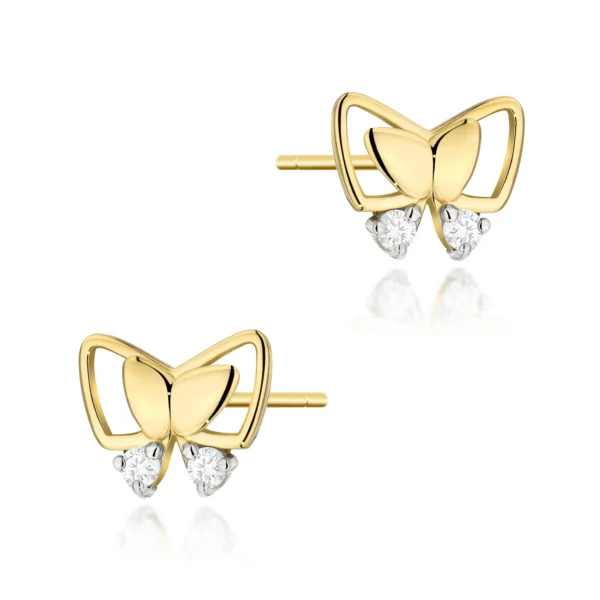 Kolczyki z diamentami 0,08 ct – żółte złoto