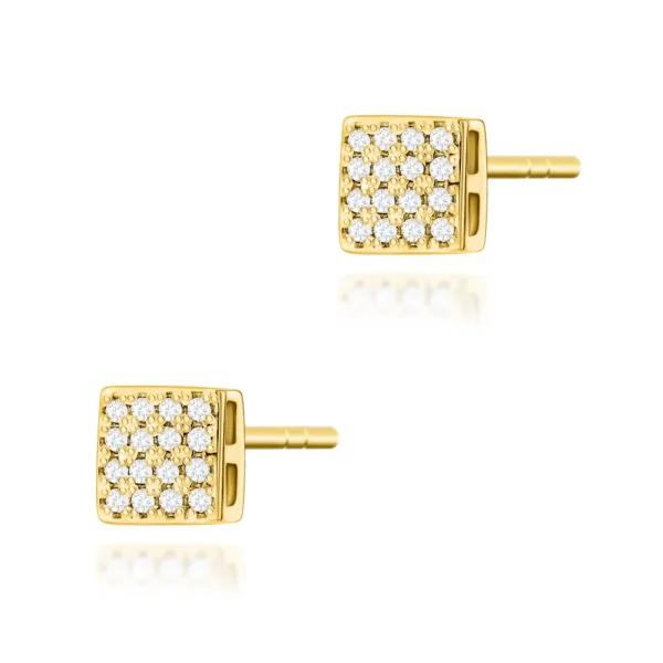 Kolczyki z diamentami 0,16 ct na sztyfcie – żółte złoto