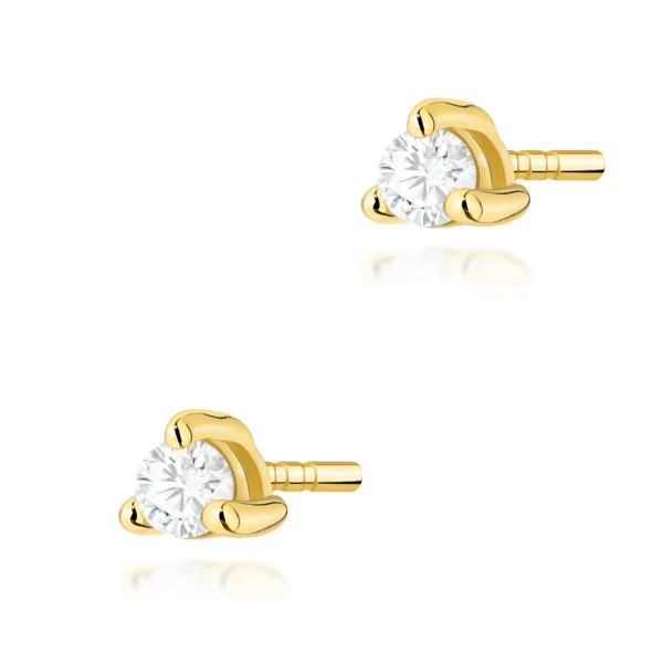 Kolczyki z diamentami 2 × 0,04 ct na sztyfcie – wzór 3 – żółte złoto