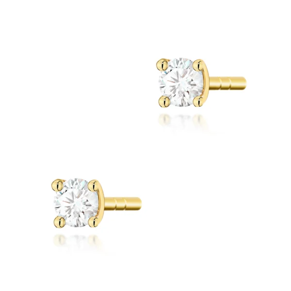 Kolczyki z diamentami 2 × 0,04 ct – żółte złoto