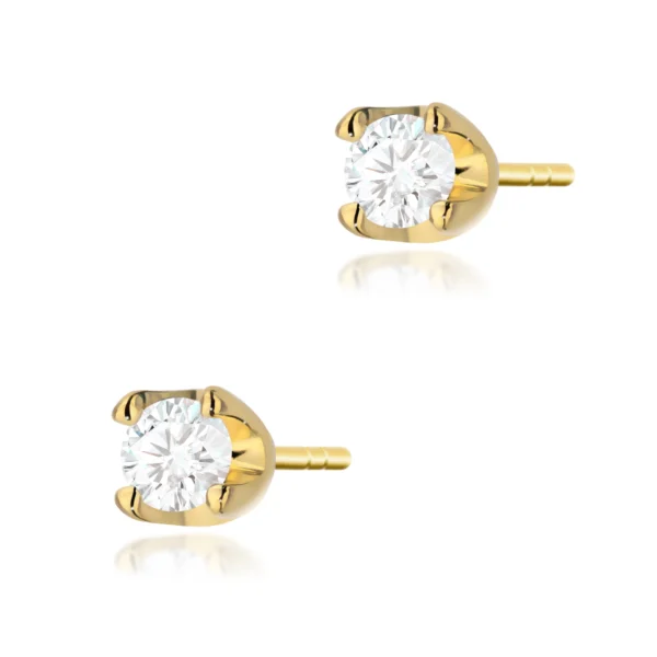 Kolczyki z diamentami 2 × 0,08 ct na sztyfcie – wzór 5 – żółte złoto