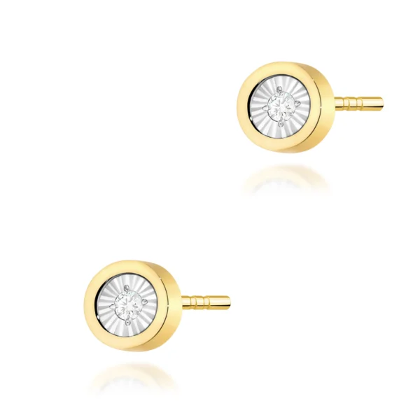 Kolczyki z diamentami 2 × 0,08 ct na sztyfcie – żółte złoto
