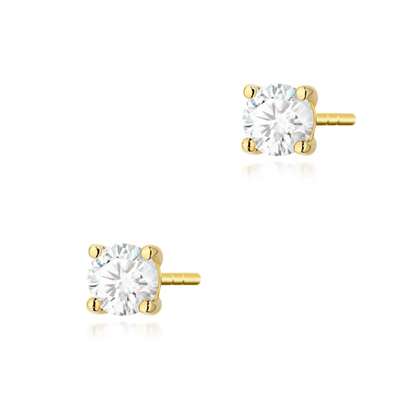 Kolczyki z diamentami 2 × 0,30 ct na sztyfcie – żółte złoto