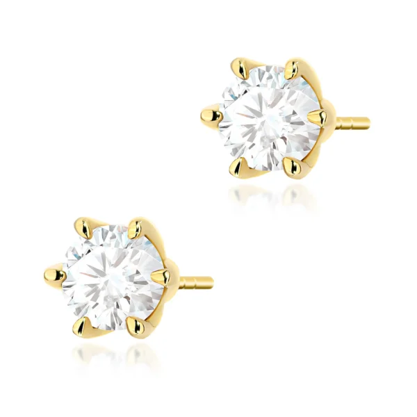 Kolczyki z diamentami 2 × 1,00 ct na sztyfcie – wzór 2 – żółte złoto