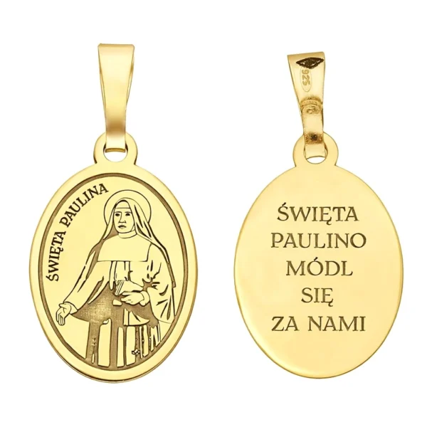 Medalik srebrny pozłacany Św. Paulina