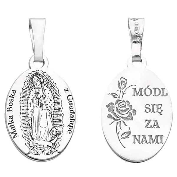 Medalik srebrny rodowany Matka Boska z Guadalupe