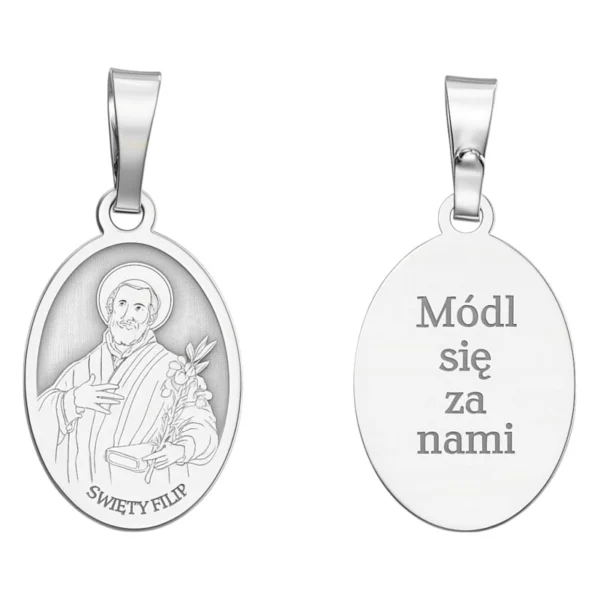 Medalik srebrny rodowany Św. Filip