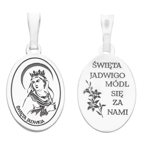Medalik srebrny rodowany Św. Jadwiga