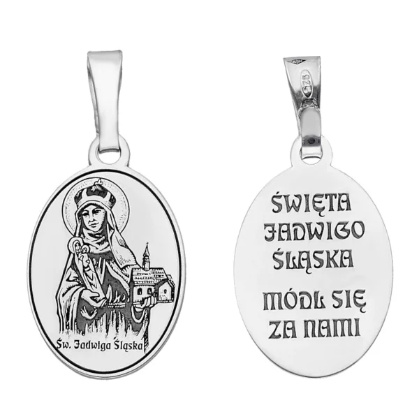 Medalik srebrny rodowany Św. Jadwiga Śląska