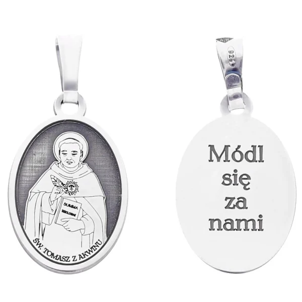 Medalik srebrny Rodowany Św. Tomasz z Akwinu