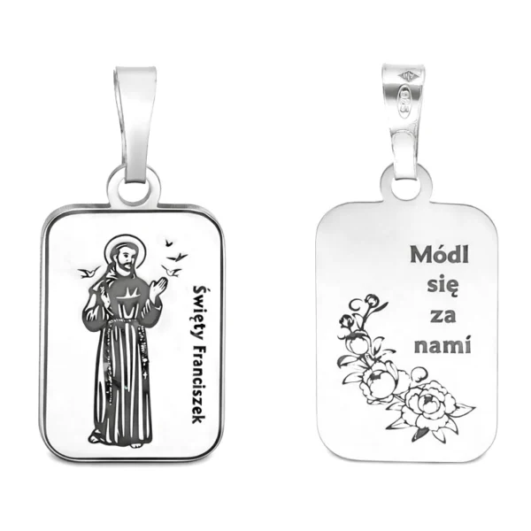 Medalik srebrny Rodowany Święty Franciszek z Asyżu