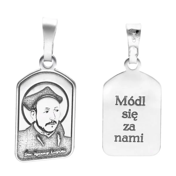 Medalik srebrny rodowany Święty Ignacy Loyola