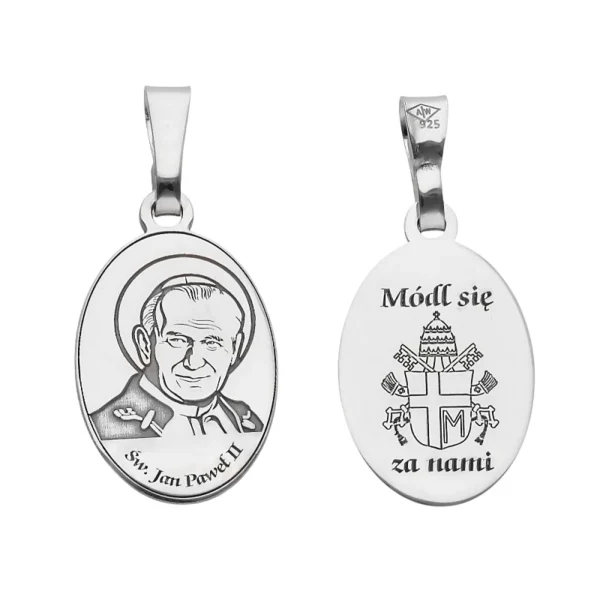Medalik srebrny Rodowany Święty Jan Paweł II